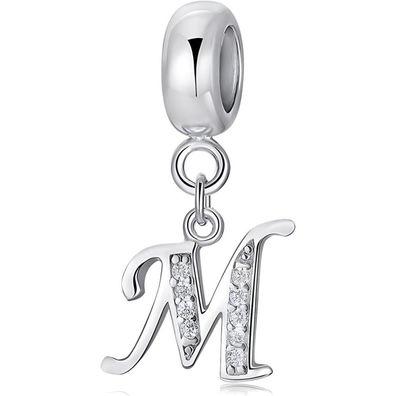 Symretie 925 Sterling Silber Initial Buchstabe Anhänger Charm für Europäische