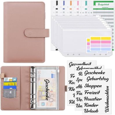 Konvinit A6 Budget Binder Set Rosa - Finanzplaner mit Geldumschlägen und