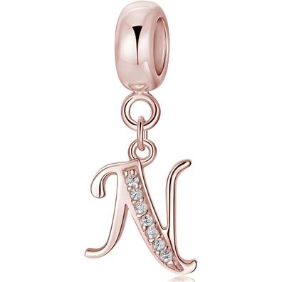 Symretie Damen Rose Gold Buchstabe Charm Anhänger A-Z, kompatibel mit