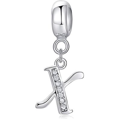 Symretie Damen 925 Sterling Silber Initial Anhänger Buchstabe A-Z, kompatibel
