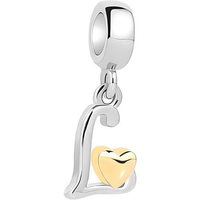 Symretie Damen A-Z Buchstaben Charm Anhänger mit Gelbem Herz, 925 Sterling