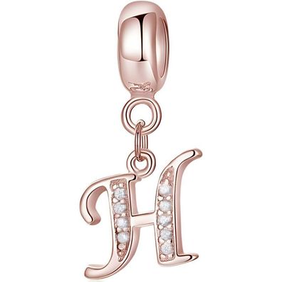 Symretie Damen Rose Gold Buchstabe Charm Anhänger A-Z, 925 Sterling Silber mit