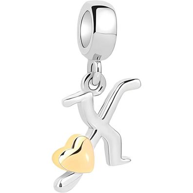 Symretie Damen A-Z Buchstaben Charm Anhänger mit Gelbem Herz, 925