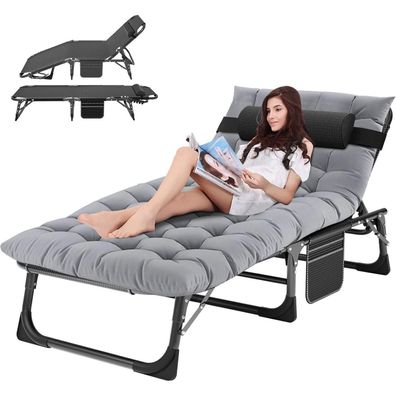Ryuhic Sonnenliege Klappbar, bis 200kg belastbar, mit Matratze und