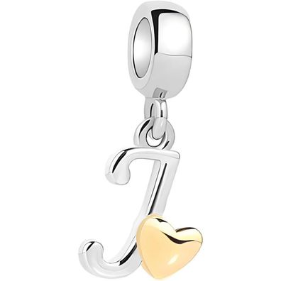 Symretie Damen A-Z Buchstaben Charm Anhänger mit Gelbem Herz - Kompatibel mit