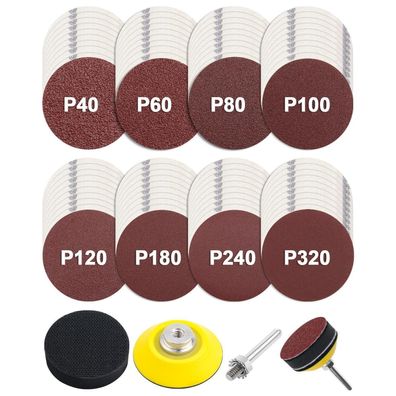 JatilEr 80tlg Schleifpapier 50mm Klett, 2 Zoll Rund Schleifpads Körnung