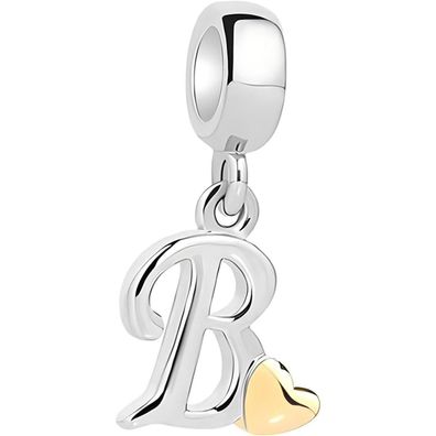 Symretie Damen A-Z Buchstaben Charm Anhänger mit Gelbem Herz, kompatibel mit