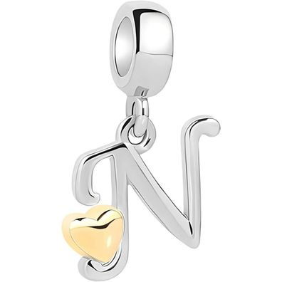 Symretie Damen A-Z Buchstaben Charm Anhänger mit Gelbem Herz, kompatibel mit