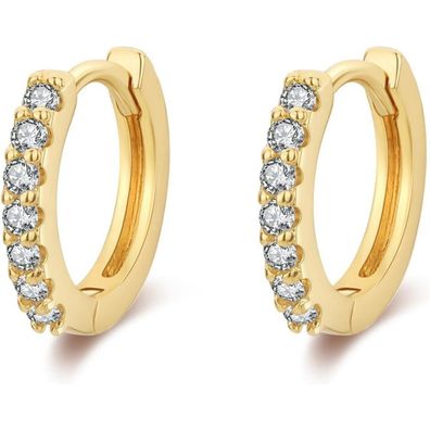 Symretie Damen Creolen 925 Silber 14k Vergoldet Chunky Hoops Hypoallergen 17mm