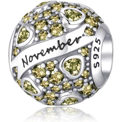 Symretie 925 Sterling Silber Geburtsstein Herz Charm Anhänger - Monatsstein für