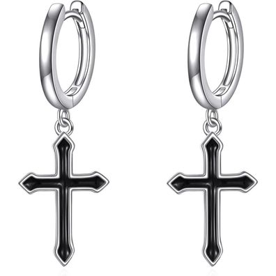VONALA Sterling Silber Creolen mit Kreuz und Sternen für Damen, Herren