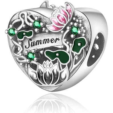 Symretie 925 Sterling Silber Charm Anhänger - Schmetterling Herz Charm für