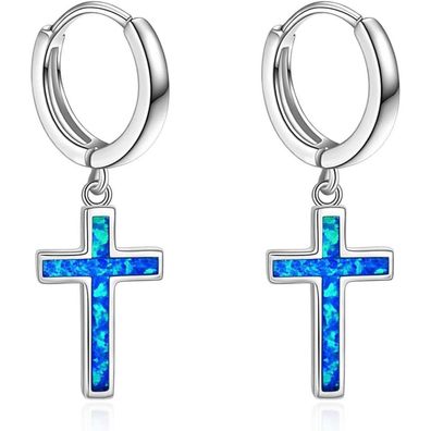 VONALA Sterling Silber Kreuz Creolen für Damen und Herren, mit Sternen und