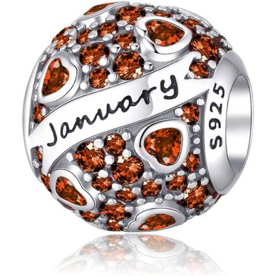 Symretie 925 Sterling Silber Geburtsstein Herz Charm Anhänger für Frauen