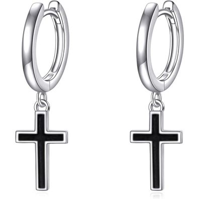 VONALA Sterling Silber Creolen mit Kreuz und Sternen für Damen, Herren, Mädchen