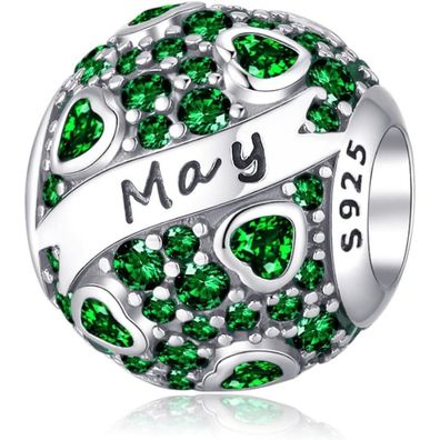 Symretie 925 Sterling Silber Geburtsstein Herz Charm Anhänger für Frauen