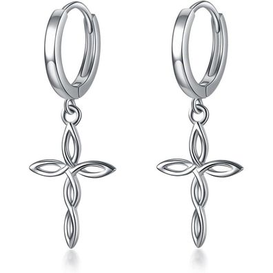 VONALA Sterling Silber Creolen mit Kreuz und Sternen für Damen, Herren, Mädchen