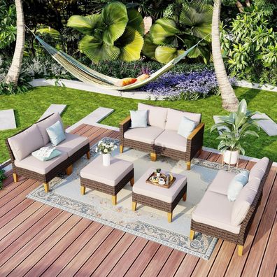 Mfstudio Polyrattan Lounge Set - Aktualisierte Rippen, 20% dicker, wasserdichte