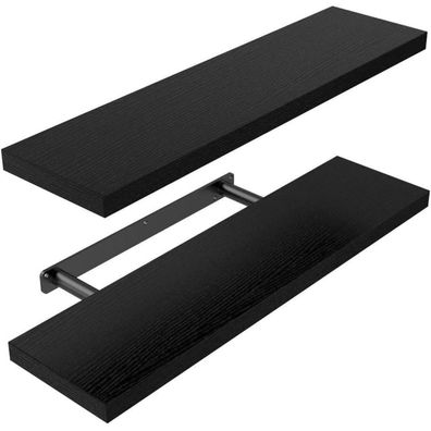 Storemic Wandregal 2er-Set, schwarz, 60cm, Schweberegal für Wohnzimmer, Büro
