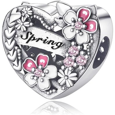 Symretie 925 Sterling Silber Charm Anhänger - Schmetterling Herz Charm für