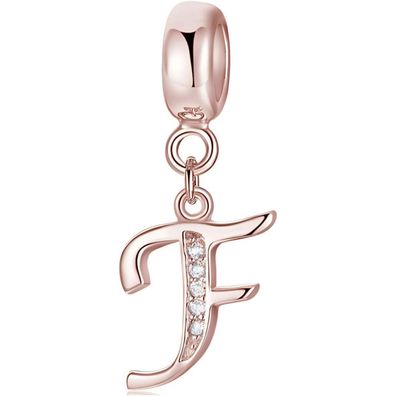 Symretie Damen Rose Gold Buchstabe Charm Anhänger A-Z, 925 Sterling Silber mit