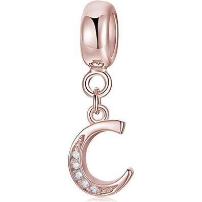 Symretie Damen Rose Gold Buchstabe Charm Anhänger A-Z, kompatibel mit
