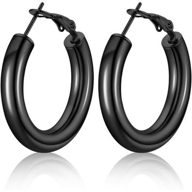 U7 Damen Kreolen Ohrringe 5mm dick, Edelstahl/18k vergoldet, 30-80mm