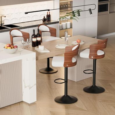 Hawthyhome Barhocker 4er Set, 360° Drehstuhl mit Armlehnen, Rückenlehne und