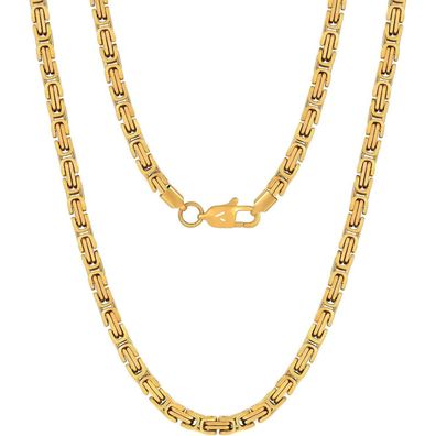 VEXXS Herren Königskette 4/6mm, 18K Gold beschichtet, Byzantinische Goldfarbene Kette