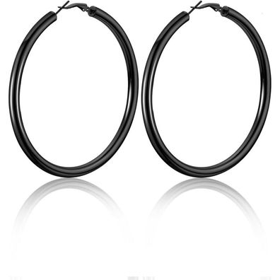 U7 Damen Kreolen Ohrringe 5mm dick, Edelstahl/18k vergoldet, 30mm-80mm Kreis