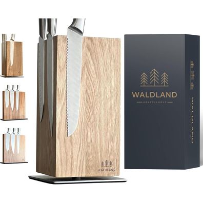 Waldland 360° drehbarer Messerblock aus Eichenholz mit starken Magneten