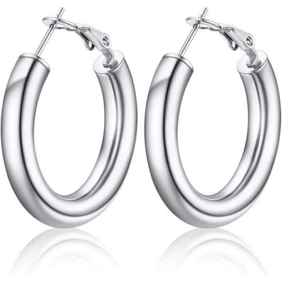 U7 Damen Kreolen Ohrringe 5mm dick, Edelstahl/18k vergoldet, 30mm-80mm Kreis