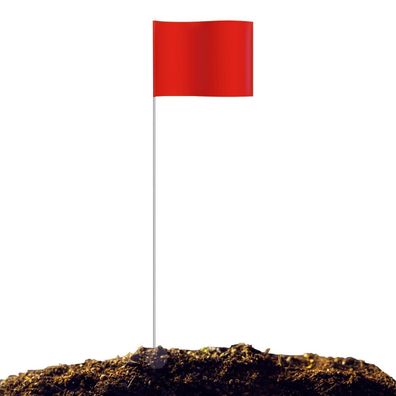 Zozen 100er Pack Markierungsfahnen Rot, 38x10x13 cm, Rasenfahnen für Garten und