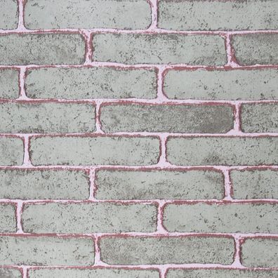 FENTIS Selbstklebende Tapete Ziegelsteinoptik Grau/Rosa, Vintage, Wasserdicht
