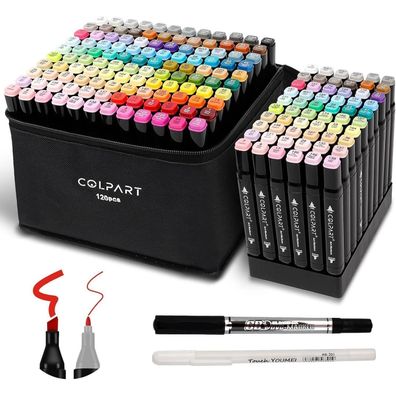 colpart 120-Farben Alkohol Marker Set Filzstifte - Permanent Marker für Manga