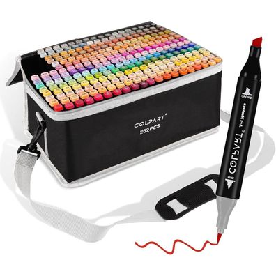 colpart 262 Farben Alkohol Marker Set - Doppelseitige Stifte für Kinder