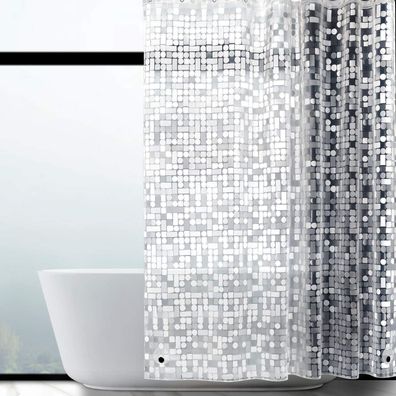 Weltrxe Duschvorhang Transparent Geometrisch EVA 150x180cm Anti-Schimmel