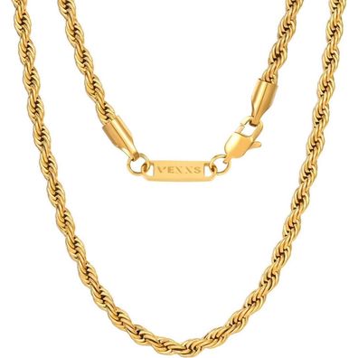 VEXXS Herren Kordelkette vergoldet Edelstahl, Halskette Schmuck
