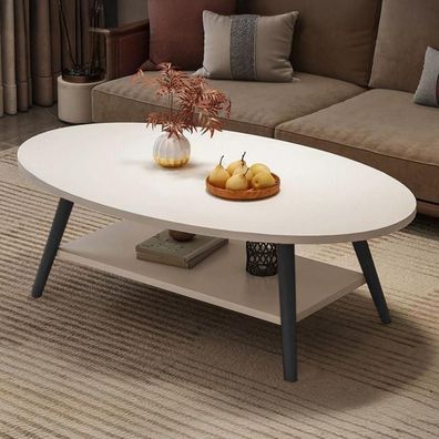Hawthyhome Runder 2-Tier Beistelltisch mit Stauraum, Massivholztisch mit
