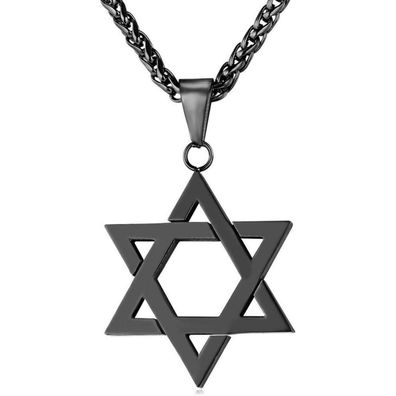 U7 Herren Davidstern Anhänger Halskette Edelstahl Schwarz Modeschmuck Hip Hop