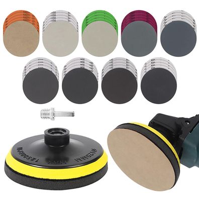 Pomsare Schleifpapier 125mm Klett 45tlg. Nass/Trocken Set für Winkelschleifer