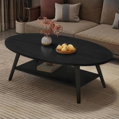 Hawthyhome Runder 2-Tier Beistelltisch mit Stauraum, Massivholztisch mit
