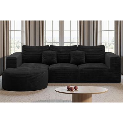 Hawthyhome Ecksofa mit Schlaffunktion aus Cordstoff, L-Form