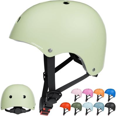 Korimefa Kinder Fahrradhelm Skaterhelm Mintgrün M, Verstellbar für 3-13 Jahre