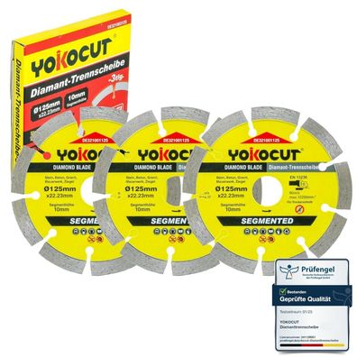 Yokocut Diamanttrennscheibe 125mm 3-tlg. Universal für Stein, Beton, Granit