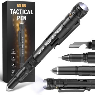 BIIB Multitool Pen mit LED, Glasbrecher, Flaschenöffner - Geschenk für Männer