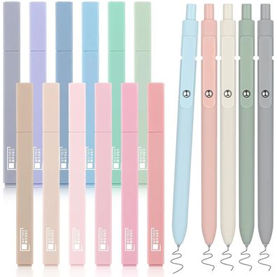 Cozclam 17er Textmarker Pastell Set mit 12 Markern und 5 schwarzen Finelinern