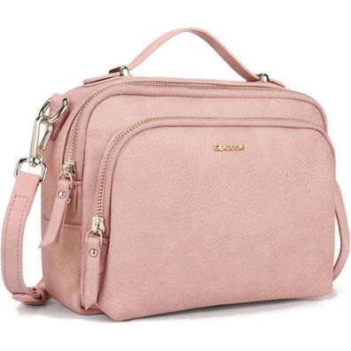 Gladdon Umhängetasche Damen Klein Rosa - Leder Handtasche mit Reißverschluss
