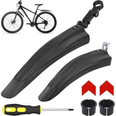 Hejo Fahrrad Schutzblech Set Universal für 24-29 Zoll MTB Rennrad, Schwarz, mit