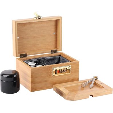 OZCHIN Bambusbox mit Zahlenschloss, dekorative Aufbewahrungsbox für Zuhause